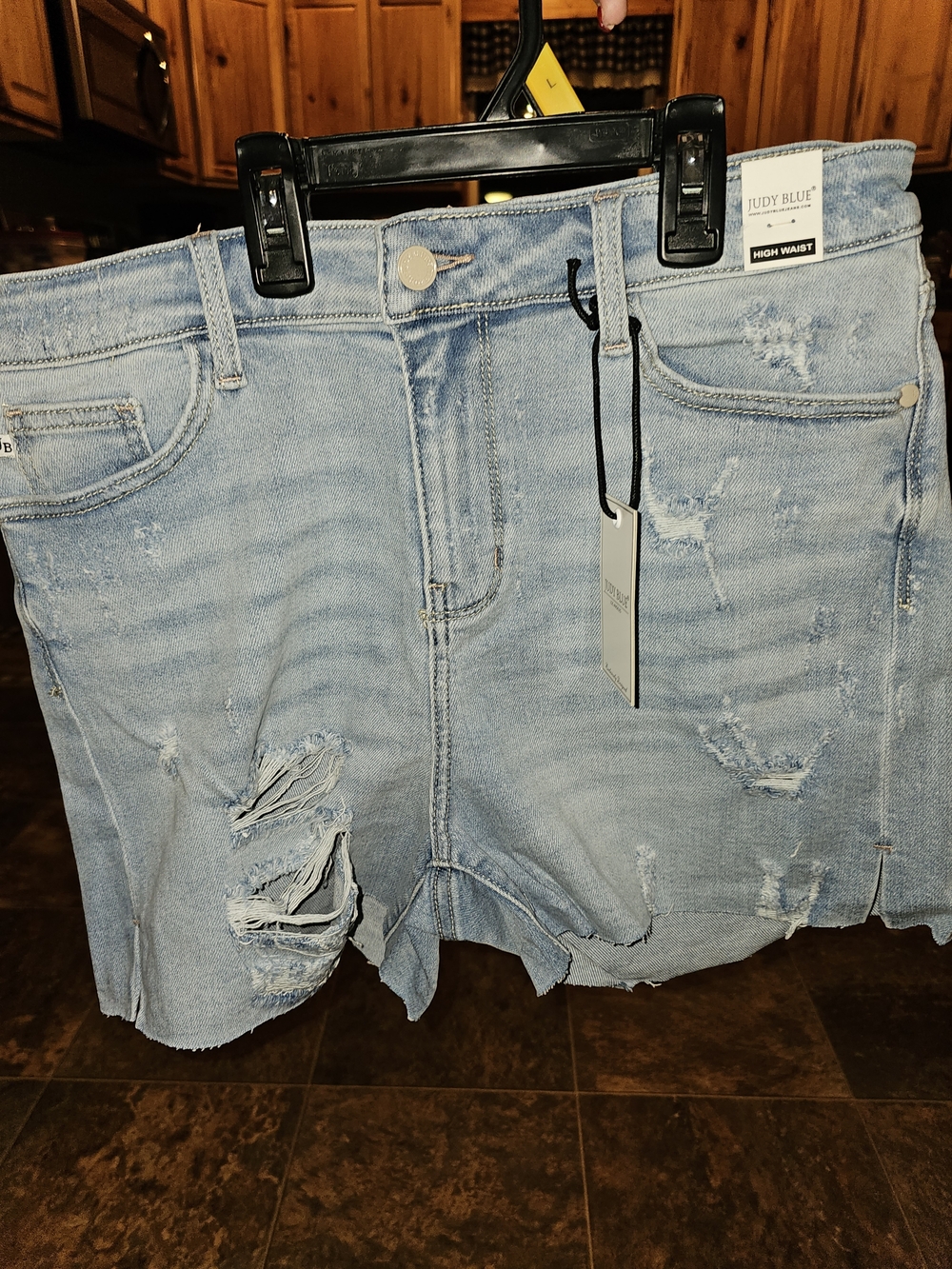 Judy Blue High Waist Light Blue Distressed Denim Shorts